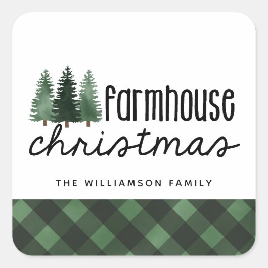 Familienaam Land met kerstcadeaunaam Vierkante Sticker (Voorkant)