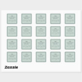 Familienaam licht stoffig zee groen retouradres vierkante sticker (Vel)