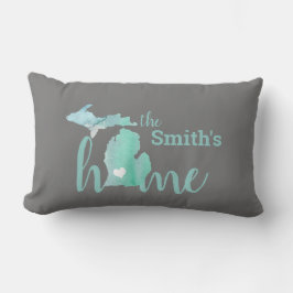 Familienaam Love Home State of Michigan Silhouette Kussen