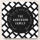 Familienaam Love Quote Modern Black and White Bier Onderzetter (Voorkant)