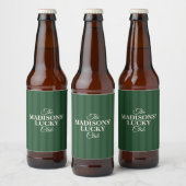 Familienaam Lucky St Patricks Groen Bier Etiket (Flessen)