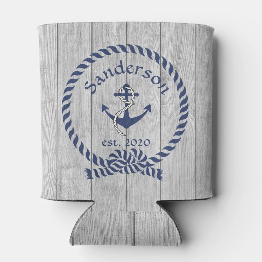 Familienaam marine Anchor Rope Nautical Blikjeskoeler (Achterkant)