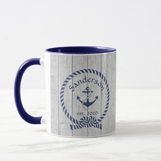 Familienaam marine Anchor Rope Nautical Mok (Links)