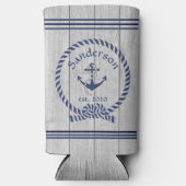 Familienaam marine Anchor Rope Nautical Seltzer Blikjeskoeler (Voorkant)