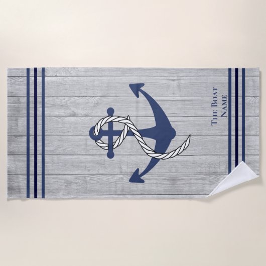 Familienaam marine Anchor Rope Nautical Strandlaken (Voorkant)