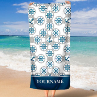 Familienaam marine Anchor Rope Nautical Strandlaken