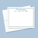 Familienaam Marine Blauwe Grens Klassiek Briefpapi Notitiekaartje<br><div class="desc">Dit ontwerp heeft een dunne dubbele rand met ruimte voor een familienaam en individuele familienamen. Klik op de aanpassingsknop als u de ontwerpelementen wilt aanpassen en/of de tekst verder wilt aanpassen! Variaties van dit ontwerp, extra kleuren en coördinerende producten zijn beschikbaar in onze winkel, zazzle.com/store/doodlelulu. Neem contact met ons op...</div>