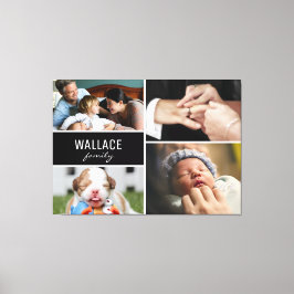 Familienaam meerdere foto collage canvas afdruk