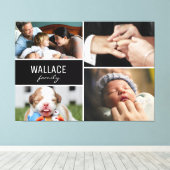 Familienaam meerdere foto collage canvas afdruk (Insitu (Houten vloer))