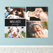 Familienaam meerdere fotocollage canvas afdruk (Insitu (Houten vloer))