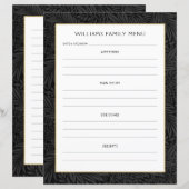 Familienaam Menu Planner | Vintage Zwart Bloemmoti (Voorkant / Achterkant)