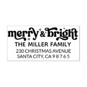Familienaam Merry Bright Christmas Retouradres Rubberstempel (Afrduk)