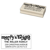 Familienaam Merry Bright Christmas Retouradres Rubberstempel (Gestempeld)