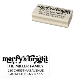 Familienaam Merry Bright Christmas Retouradres Rubberstempel