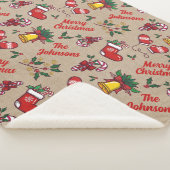 Familienaam Merry kerstpatroon Sherpa Deken (3/4)