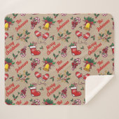 Familienaam Merry kerstpatroon Sherpa Deken (Voorkant (horizontaal))