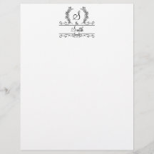 Familienaam met monogram en schrift letterhoofd
