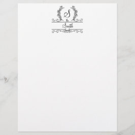 Familienaam met monogram en schrift letterhoofd briefhoofd