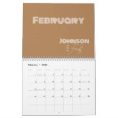 Familienaam Minimalistische typografie Kalender (Feb 2026)