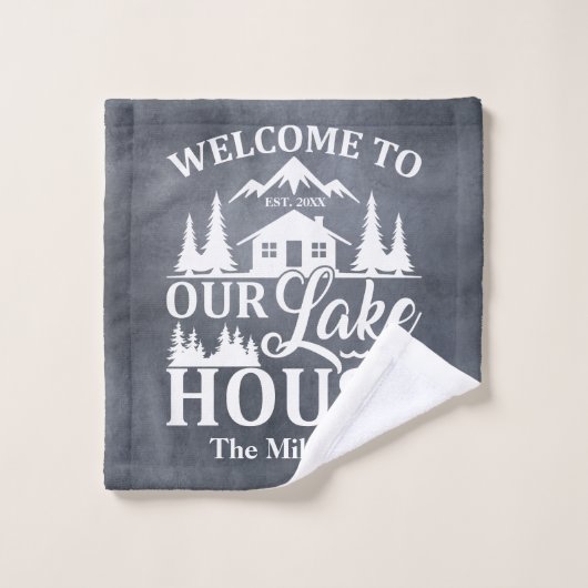 Familienaam Modern Lake House Bad Handdoek (Wasdoekje)