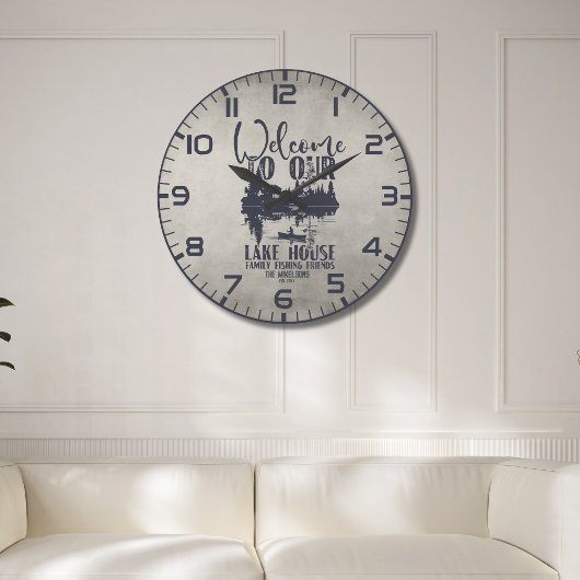 Familienaam Modern Lake House Grote Klok