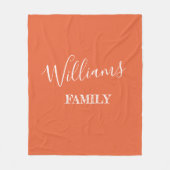Familienaam Modern Script Personalized Sinaasappel Fleece Deken (Voorkant)