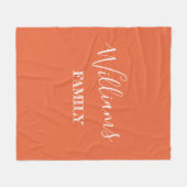 Familienaam Modern Script Personalized Sinaasappel Fleece Deken (Voorkant (Horizontaal))
