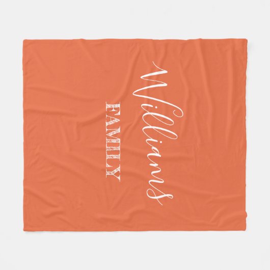 Familienaam Modern Script Personalized Sinaasappel Fleece Deken (Voorkant (Horizontaal))