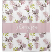 Familienaam modern stijlvolle waterverf florroze douchegordijn (Voorkant)