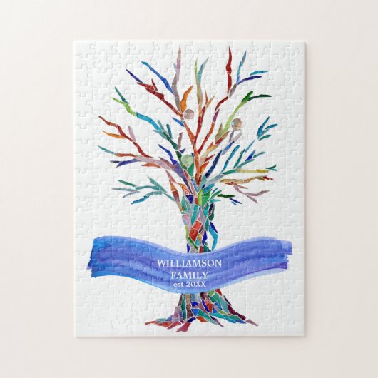 Familienaam Moderne Boom Legpuzzel (Verticaal)