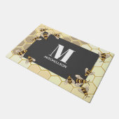 Familienaam moderne Honeycomb & bijen Deurmat (Schuin)