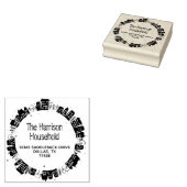 Familienaam Moderne Huizen Krans Retouradres Rubberstempel (Gestempeld)