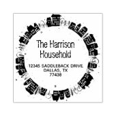 Familienaam Moderne Huizen Krans Retouradres Rubberstempel (Afrduk)