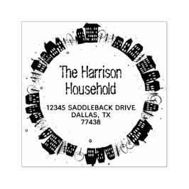 Familienaam Moderne Huizen Krans Retouradres Rubberstempel