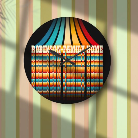 Familienaam Moderne  Retro Stijl Personaliseren Grote Klok
