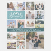 Familienaam Monogram | 15 Foto Collage Fleece Deken (Voorkant)