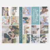 Familienaam Monogram | 15 Foto Collage Fleece Deken (Voorkant (Horizontaal))