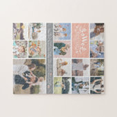 Familienaam Monogram | 15 Fotocollage Legpuzzel (Horizontaal)