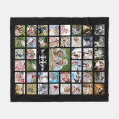 Familienaam Monogram 43 Fotocollage Zwart Fleece Deken (Voorkant (Horizontaal))