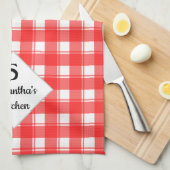 Familienaam Monogram Aangepaste Rood Wit Retro Pla Theedoek (Quarter Fold)