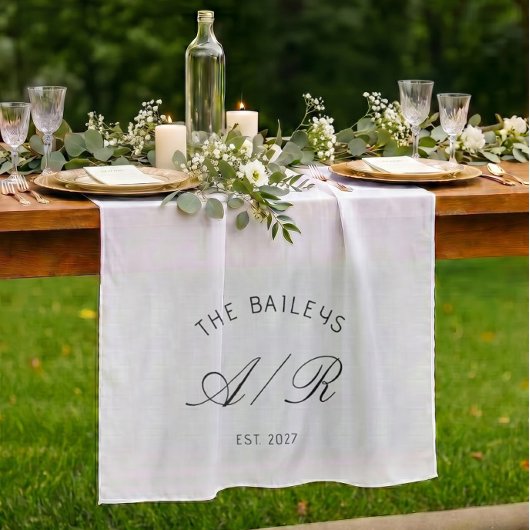 Familienaam Monogram Aangepaste Trouwtafelbanner Wandkleed