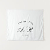 Familienaam Monogram Aangepaste Trouwtafelbanner Wandkleed (Voorkant (horizontaal))
