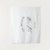 Familienaam Monogram Aangepaste Trouwtafelbanner Wandkleed (Voorkant)