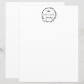Familienaam Monogram Bloemenkrans Briefpapier (Voorkant / Achterkant)