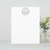 Familienaam Monogram Bloemenkrans Briefpapier (Staand voorkant)