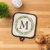 Familienaam Monogram Chic Antiek Laurel Wreath Pannenlap (Top down)