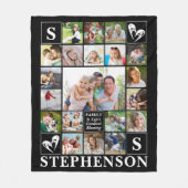 Familienaam Monogram Citaat Hart 20 Foto Collage Fleece Deken (Voorkant)