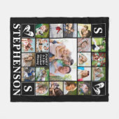 Familienaam Monogram Citaat Hart 20 Foto Collage Fleece Deken (Voorkant (Horizontaal))