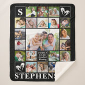 Familienaam Monogram Citaat Hart 20 Foto Collage Sherpa Deken (Voorkant)
