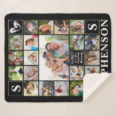 Familienaam Monogram Citaat Hart 20 Foto Collage Sherpa Deken (Voorkant (horizontaal))